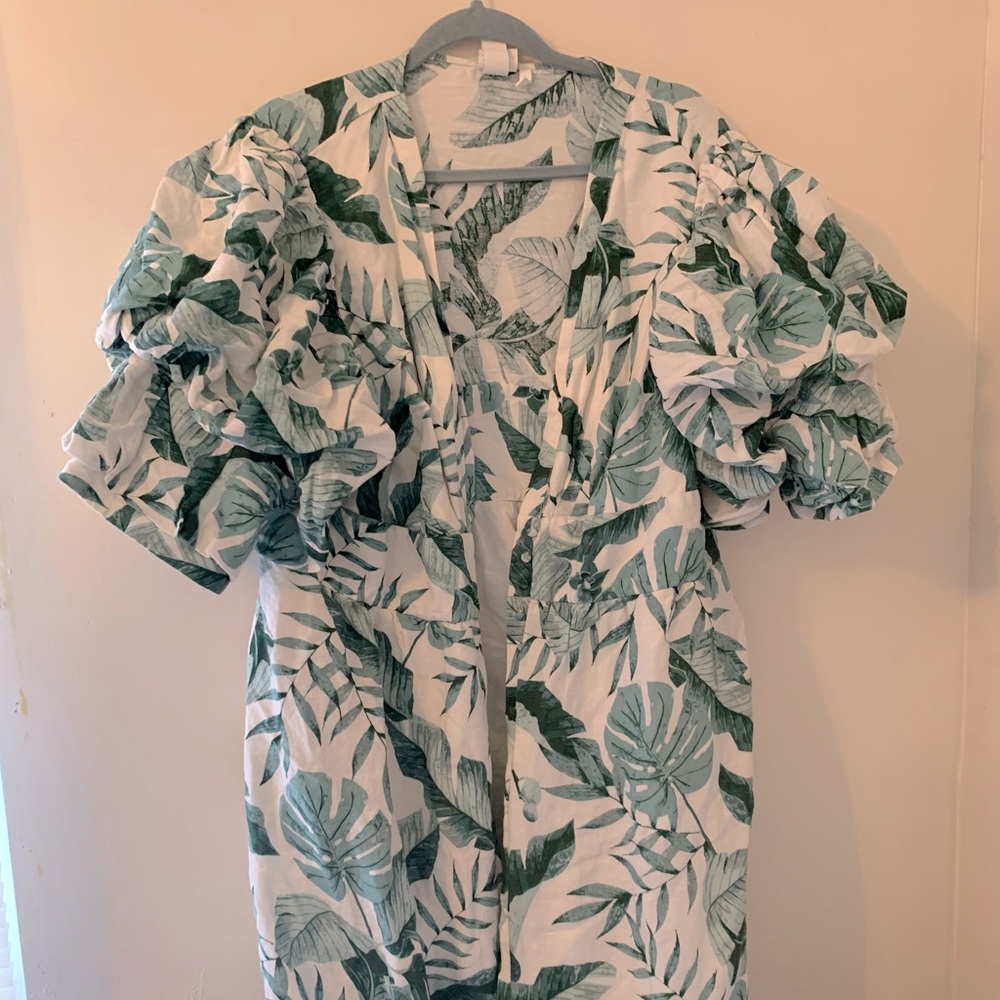 H&M Johanna Ortiz palm leaf maxi dress linen blend